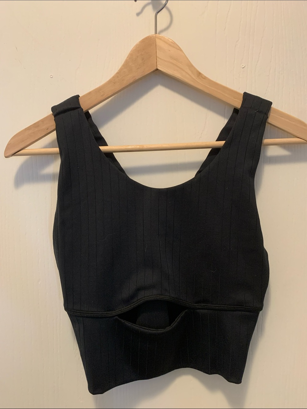 Glyder Black Ribbed Cutout Crop Tank